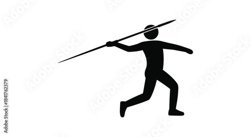 a dynamic illustration of an athlete in motion preparing to throw a javelin a striking silhouette