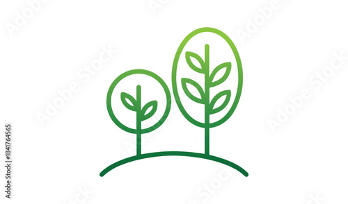 Simple green plants growing together on white