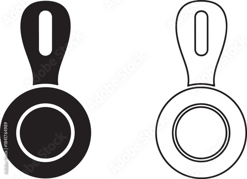 Black and White Outline Icons of a Button or Knob Keywords: button, knob, control, dial, circular, round, handle, grip, interface