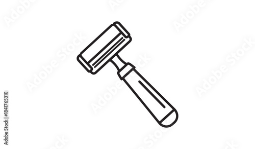 Simple black and white illustration of a mallet isolated on