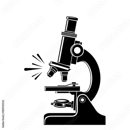 🔬 Scientific Instrument Description The image depicts a biological research microscope with an optical lens for high magnification, a crucial laboratory instrument used in science and medicine