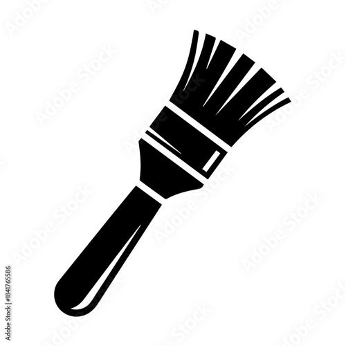 Isolated wood handle bristle brush painting tool object vector illustration for art craft beauty and cleaning