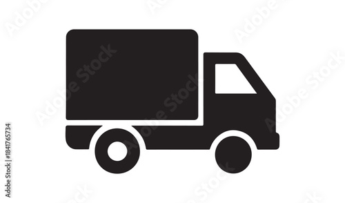 Simple black delivery truck icon isolated on