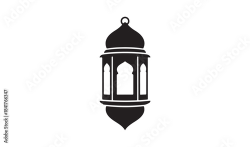 Black silhouette of a traditional lantern isolated on