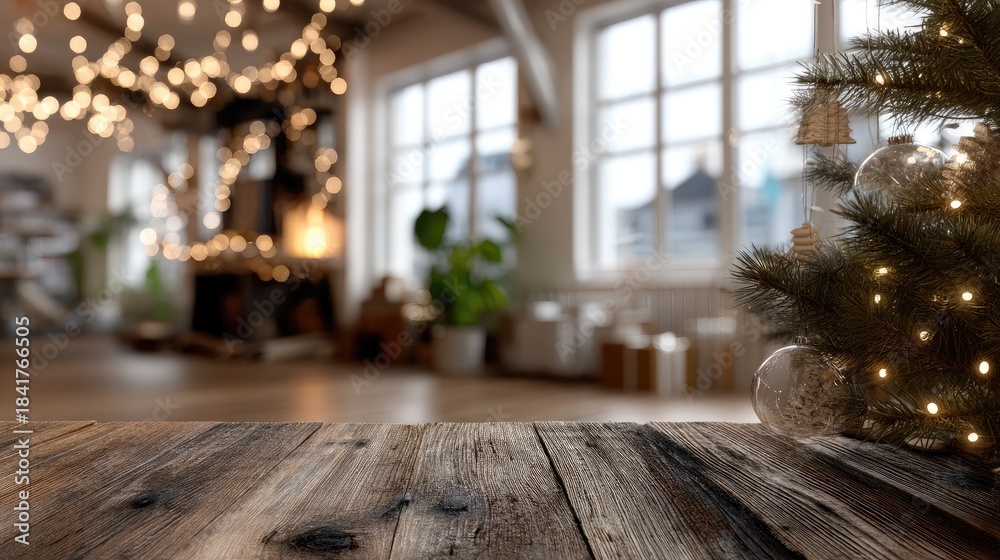 Obraz premium Wrapped gift boxes of different sizes sit near a cozy fireplace with a nostalgic holiday atmosphere