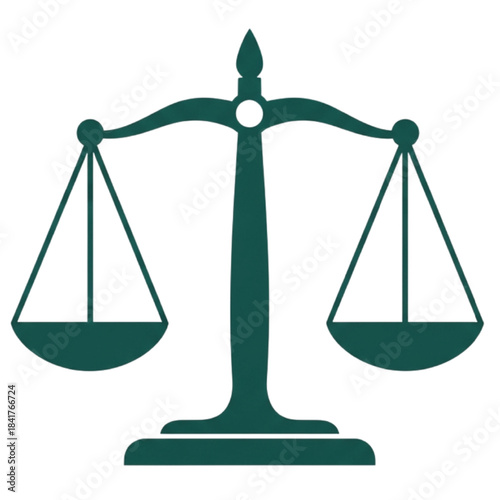 Green scales of justice symbol on white background legal court