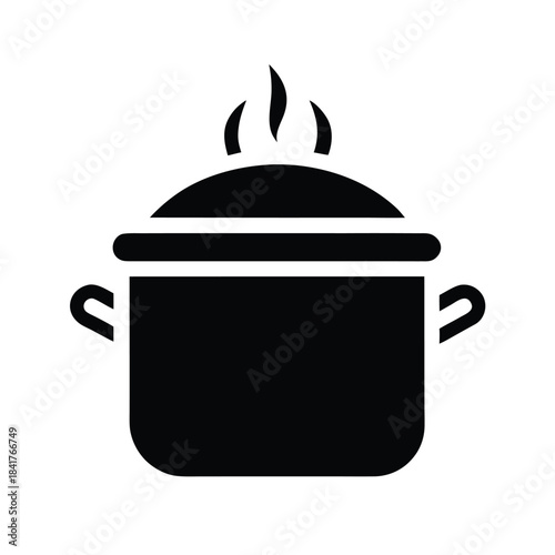 Kitchen hot pot icon solid minimalist flat vector cooking design