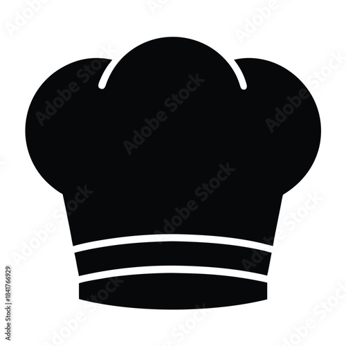 Chef hat icon in solid minimalist flat vector style illustration