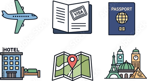 A big bundle of Navigation vector icon set. passport, clock,  camera. Pinpoint, map search, transport, navigator - stock vector