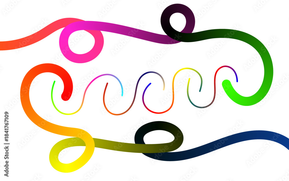 Naklejka premium Waves of abstract color gradients. Vector line pattern in the background. elements of wavy graphic design. Ribbons in Rainbow Colors