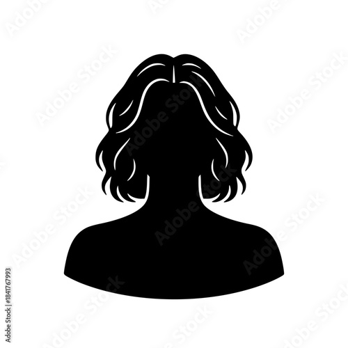 Silhouette of a woman with shoulder-length wavy hair