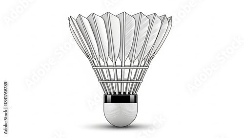 Shuttlecock Still Life: A meticulously detailed studio shot of a classic shuttlecock, capturing the essence of the game and its graceful form.