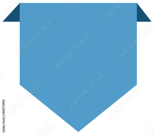 Minimalist Blue Pointed Banner Graphic with Folded Top Corners for Web Navigation and Title Labels