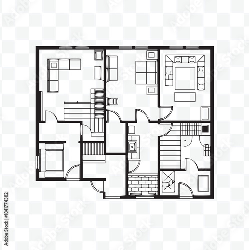 Detailed Architectural House Floor Plan