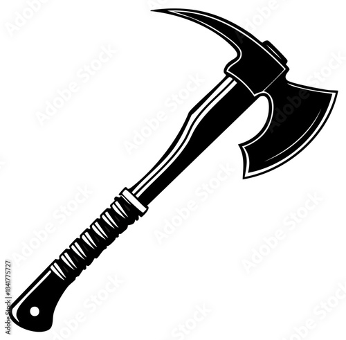 Classic Firefighter Pick Head Axe Illustration Emergency Response Equipment Vector Graphic Design