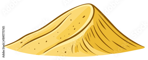 Stylized Mound of Sand or Earth, Desert Dune Illustration with Cartoon-like Graphic Design