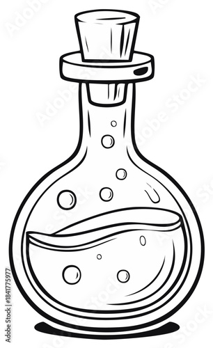 Cartoon illustration of a magic potion bottle with bubbling liquid