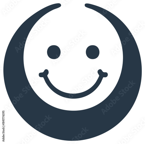 Simple happy smiley face icon framed by a partial dark circle, representing joy and feedback