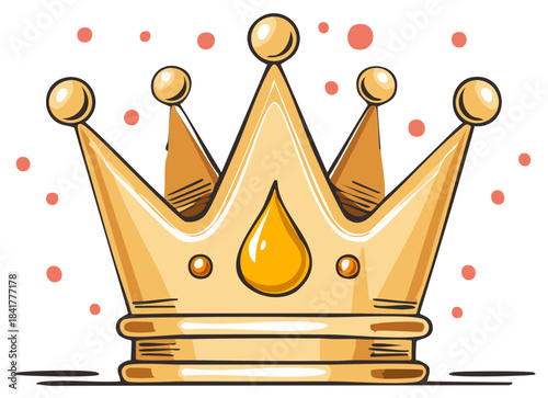 Golden Royal Crown with Red Dots Symbolizing Royalty Leadership and Success
