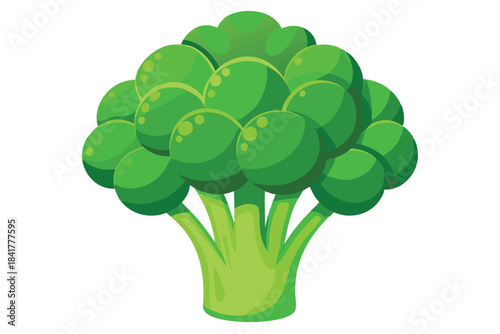 Cartoon broccoli floret showing its lush green color and fresh vegetable appearance is isolated