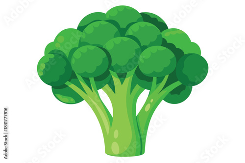 A vibrant green cartoon broccoli head showcases freshness and healthy eating habits