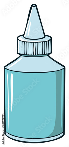 Blue plastic bottle with dropper for essential oils or liquid medicines  drawing in vector style
