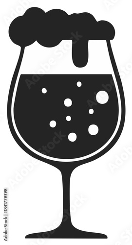 Glass of Refreshing Beer with Foam Bubbles Refreshment Icon Pint Alcoholic Drink