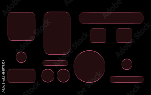 Light-colored liquid glass panels with futuristic framing are ideal for usage with mobile and web applications. 