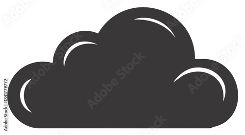 Dark cloud shape with bright crescent highlights simple graphic illustration