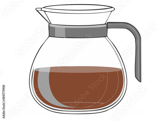 Coffee pot illustration with coffee inside for brewing beverage