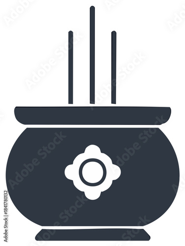 Traditional Incense Burner with Sticks Spiritual Offering Graphic Icon