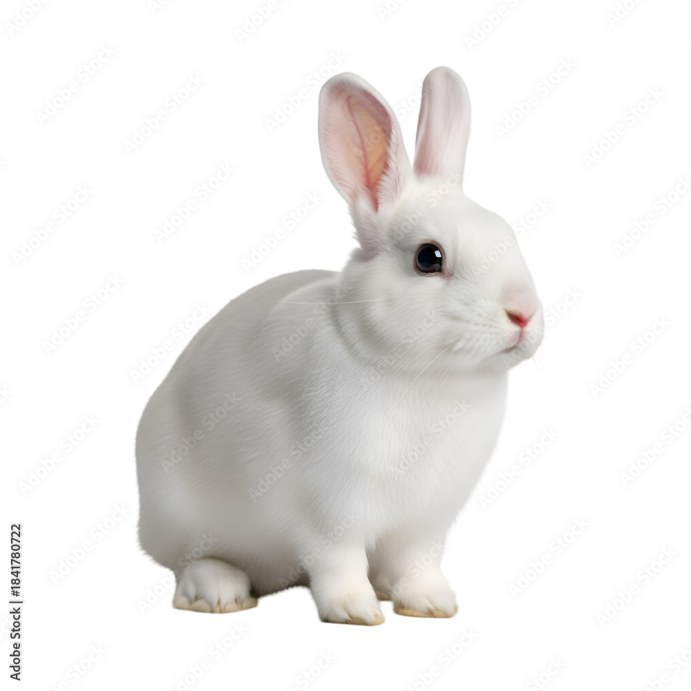 Fototapeta premium White Rabbit Isolated Pet Bunny Animal