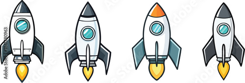 Rocket ship outline emphasizing bold strokes and minimal clean shapes representing simple futuristic aerospace design