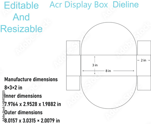 ACR Display Box Dieline With Manufacture Dimensions And 3D Model acr display box packaging design