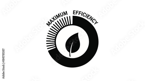 Eco friendly efficiency logo with leaf and sunburst design for sustainable business and environmental concept