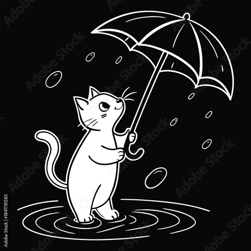 The Cut cat stand rain day graphic design for t shirt design