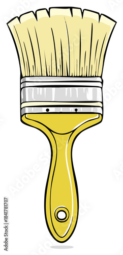 Yellow paint brush cartoon illustration for art supplies and painting needs