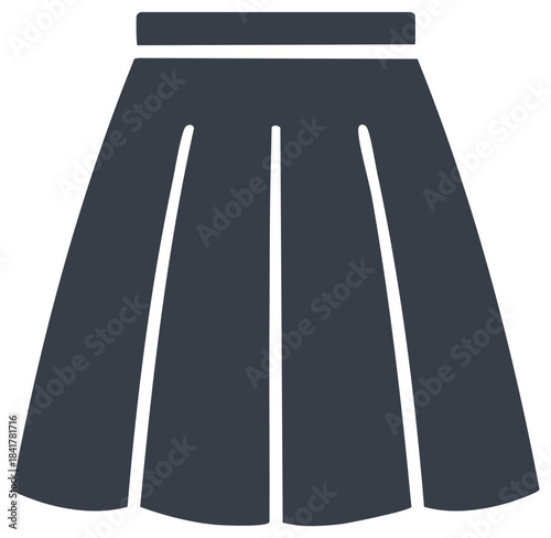 Simple pleated skirt icon glyph for womens fashion and apparel