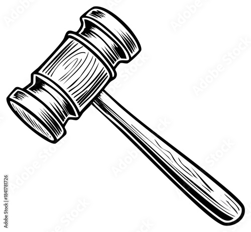 Vintage Wooden Gavel with Wood Grain Detail Ready for Judgment