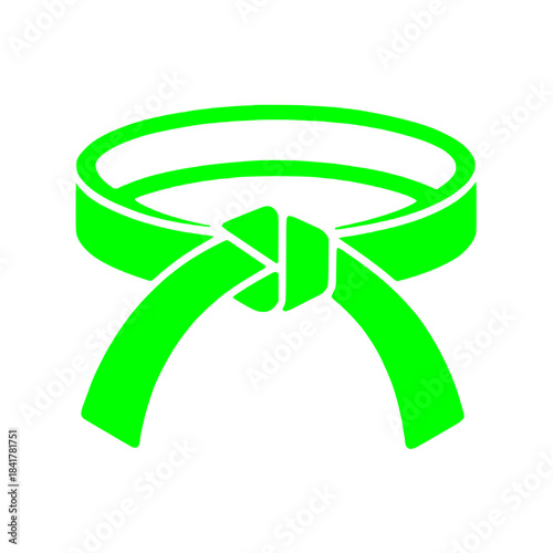 Green martial arts belt icon