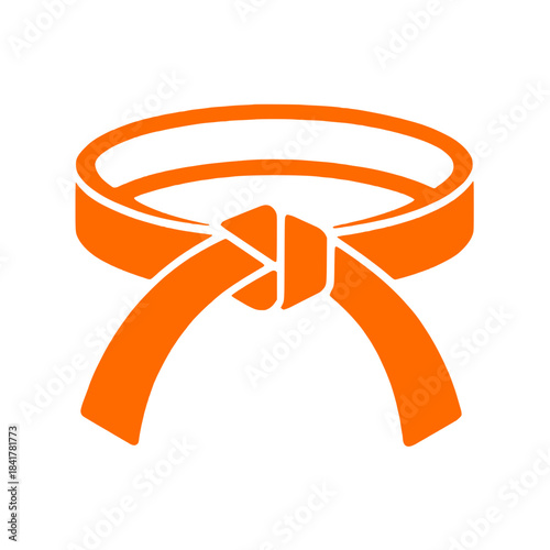 Orange martial arts belt icon for karate or judo training symbol