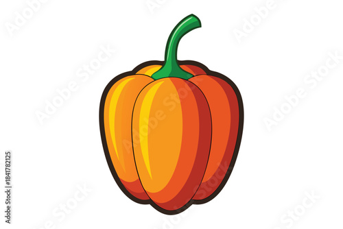Cartoon orange bell pepper shows its bright color and organic shape clearly