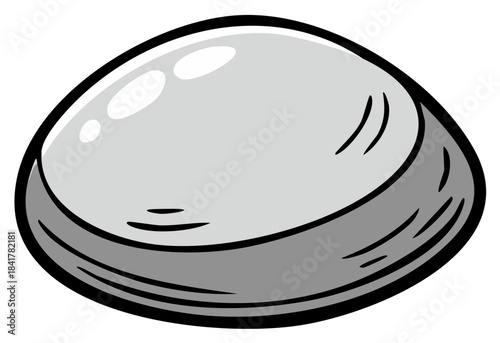 Simple grayscale comic book style illustration of a shiny closed clam shell