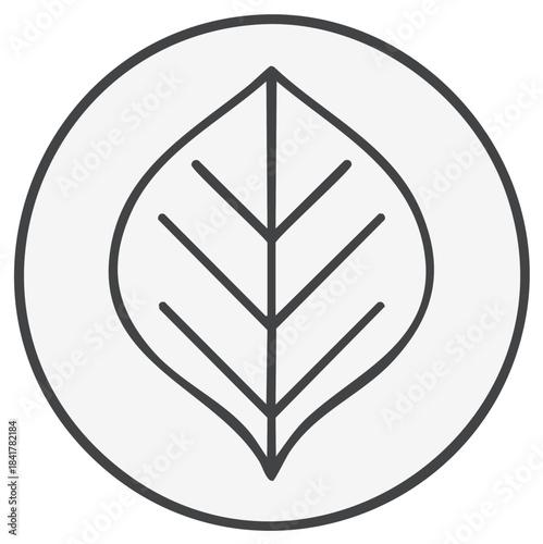 Minimalist leaf symbol inside a circle icon representing nature and growth