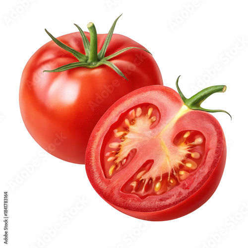 Wallpaper Mural Fresh ripe red tomato and half tomato isolated on transparent background Torontodigital.ca