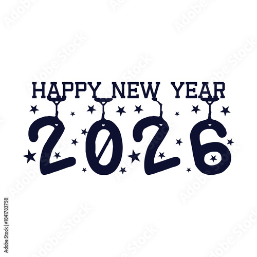 Happy new year 2026 text design for brochure design template card vector illustration.