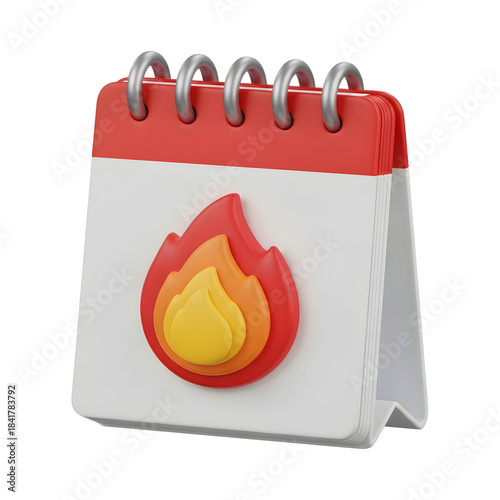 Calendar icon with fire symbol hot date png