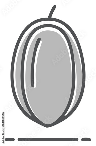 Stylized Illustration of a Single Nut with Outline and Shading
