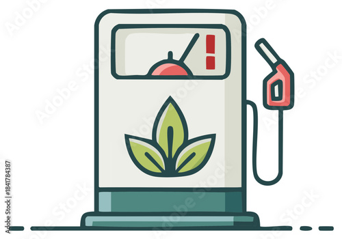 Fuel Station Illustration of Alternative Energy Sources and Renewable Energy Supply at Petrol Pumps