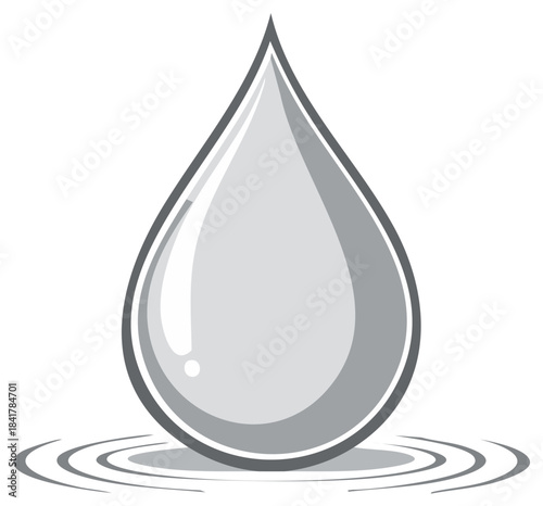 Stylized water droplet with ripple effect, symbolizing hydration and purity in a simple design.